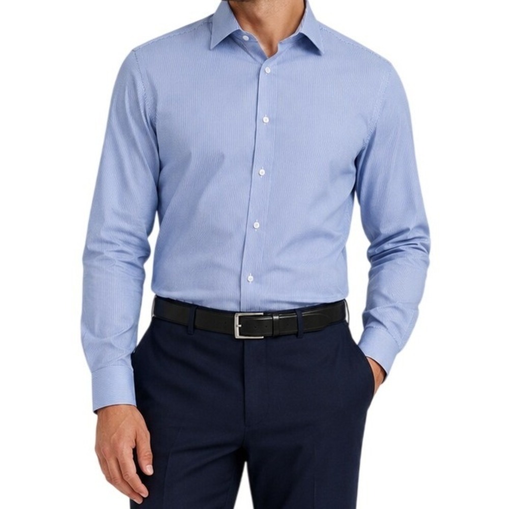 *NWT* Nautica Performance Dress Shirt Mens XL Blue White Striped Slim Fit